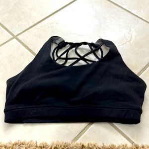 Black cross back sports bra, Small